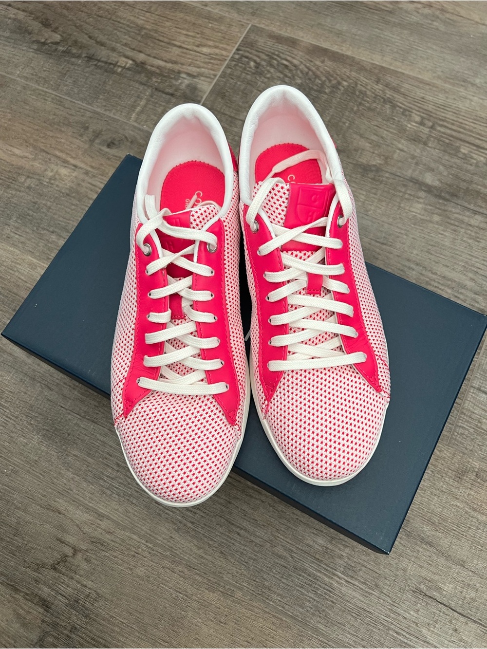 Cole Haan Hot Pink and White Mesh Lace-Up Sneakers